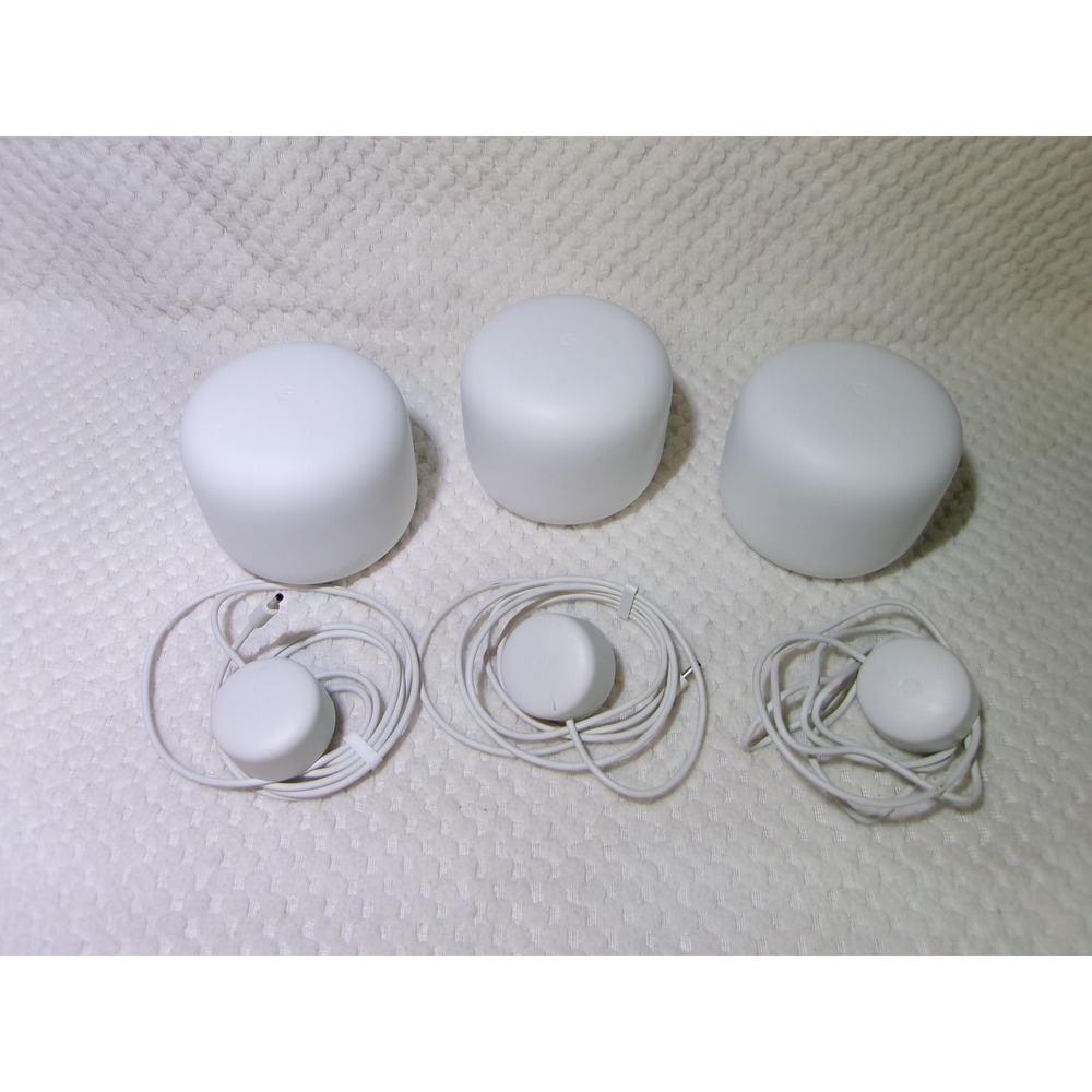 Google Nest Wifi AC2200 Mesh Router 3 Pack White Model H2D with Power Adapters